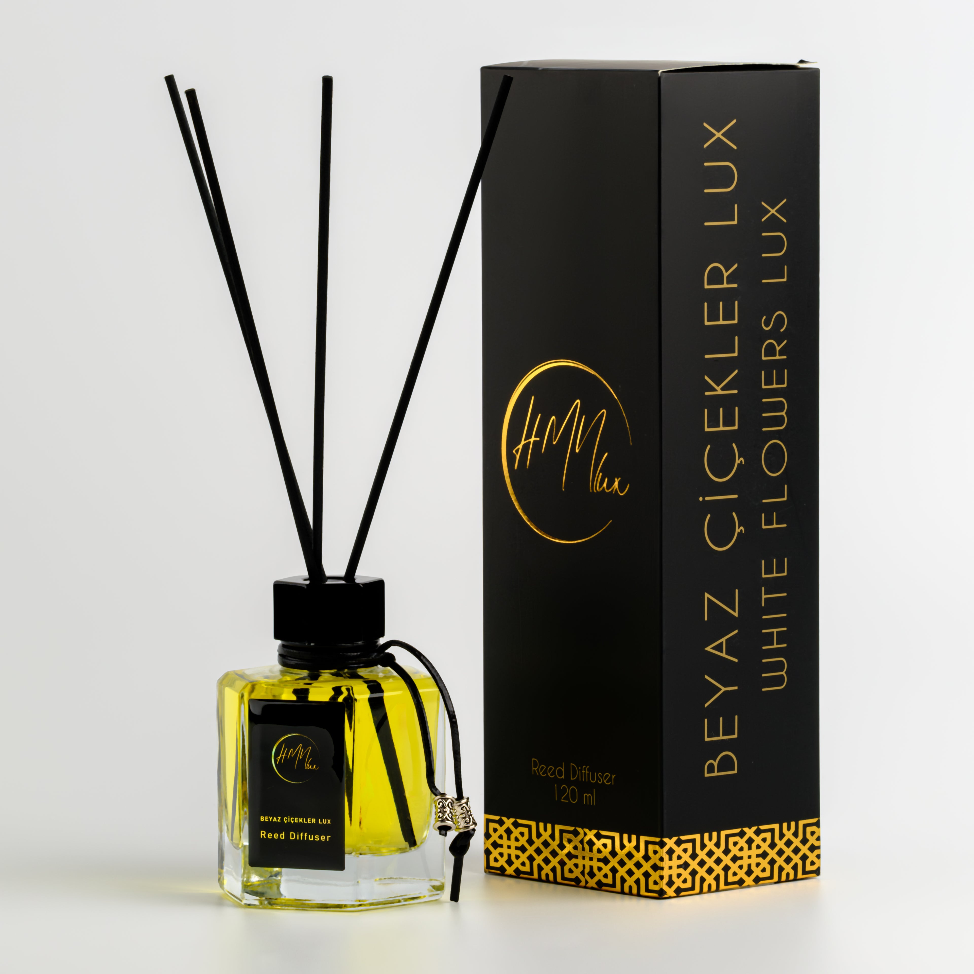 HMNLUX Beyaz Çiçekler Bambu Çubuklu Ortam Kokusu 120 ml | Kalıcı Ortam Kokusu