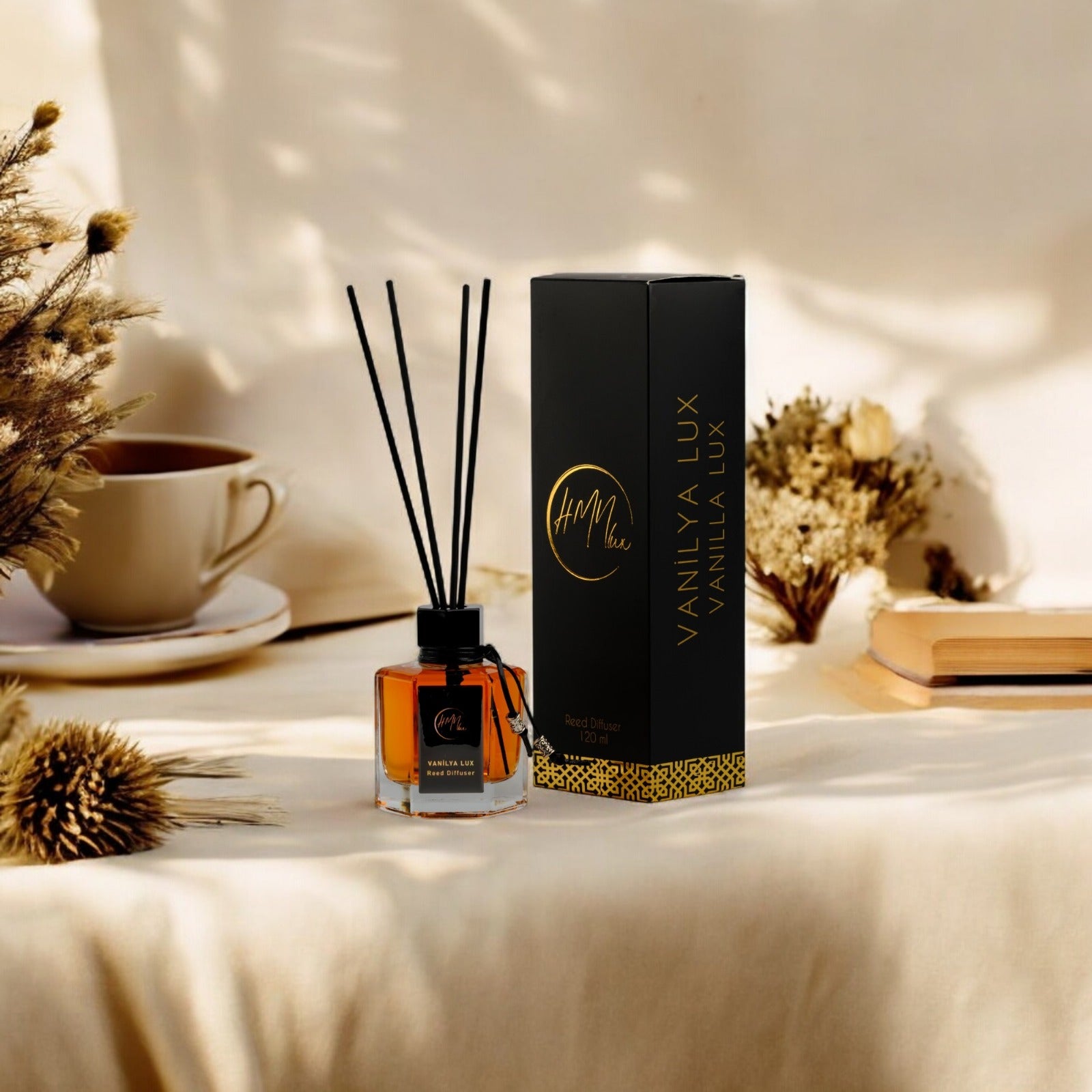 HMNLUX Vanilya Bambu Çubuklu Ortam Kokusu 120 ml | Kalıcı Ortam Kokusu
